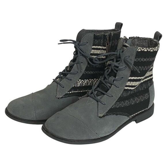 TOMS Alpa Suede Boots Gray Castlerock Aztec 7.5 - Picture 1 of 10